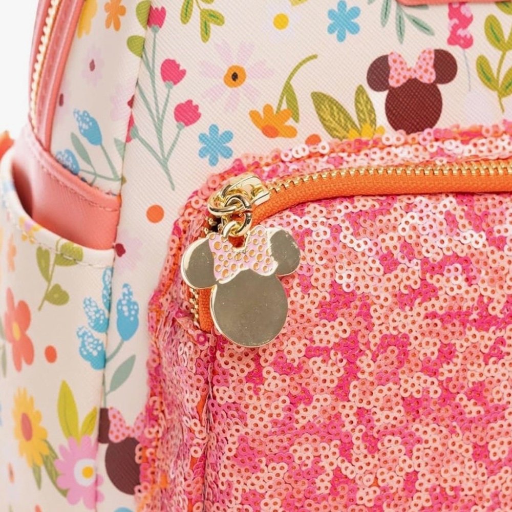 Loungefly Disney Floral Minnie Mouse Backpack - Pink and Cream - Picture 4 of 5